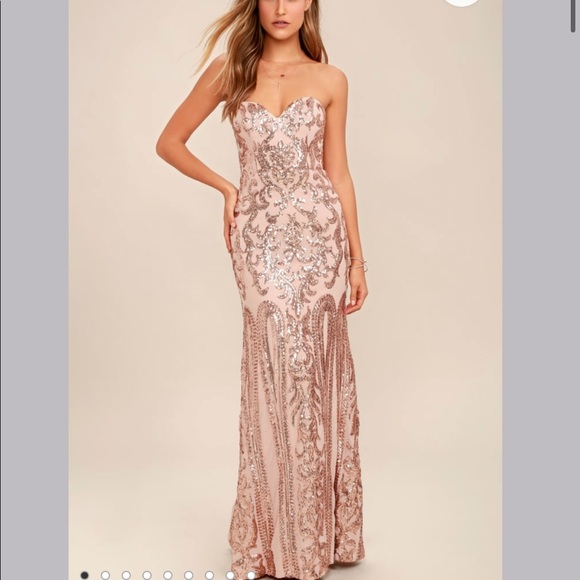 Rebecca Rose Gold Sequin Gown - Picture 1 of 5